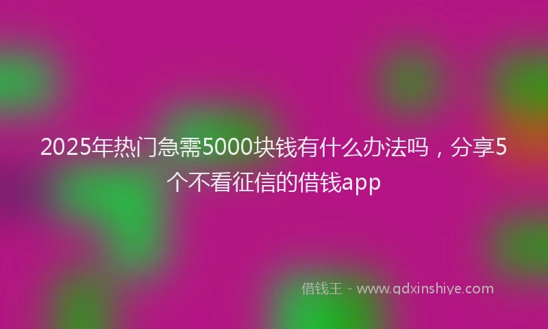 2025年热门急需5000块钱有什么办法吗，分享5个不看征信的借钱app