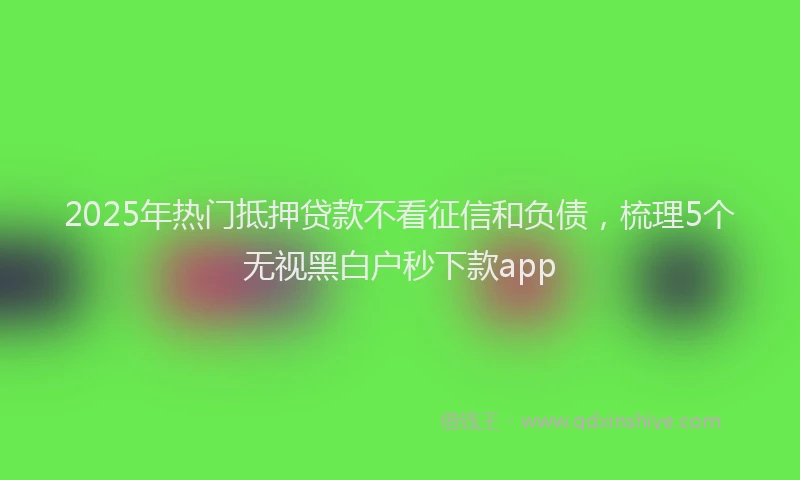 2025年热门抵押贷款不看征信和负债，梳理5个无视黑白户秒下款app