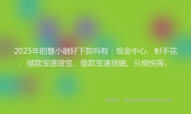 2025年的慧小融好下款吗有：现金中心、射手花、借款宝速贷宝、借款宝速贷融、分期悦等。