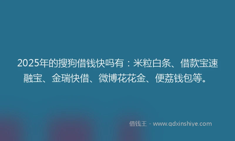 2025年的搜狗借钱快吗有：米粒白条、借款宝速融宝、金瑞快借、微博花花金、便荔钱包等。