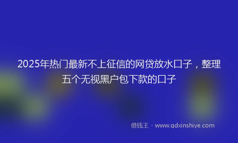 2025年热门最新不上征信的网贷放水口子，整理五个无视黑户包下款的口子