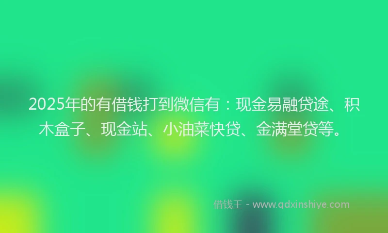 2025年的有借钱打到微信有：现金易融贷途、积木盒子、现金站、小油菜快贷、金满堂贷等。