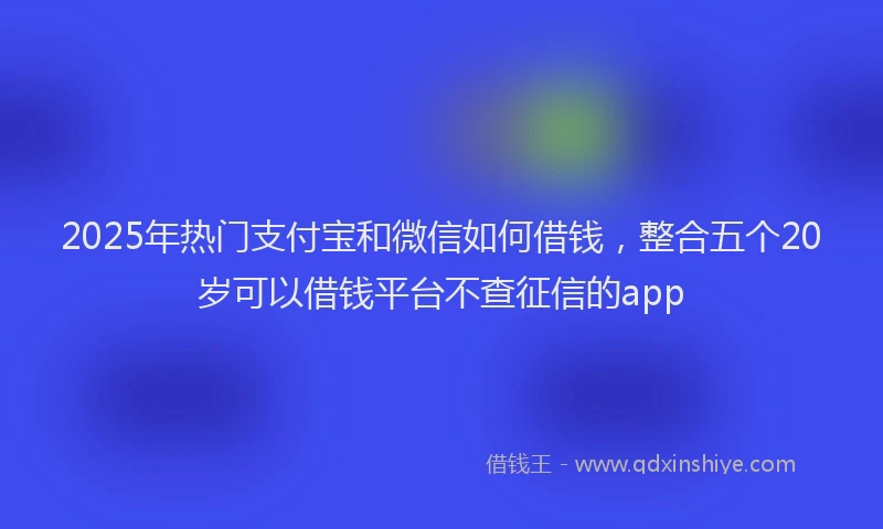 2025年热门支付宝和微信如何借钱，整合五个20岁可以借钱平台不查征信的app