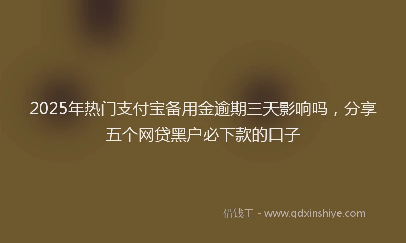 2025年热门支付宝备用金逾期三天影响吗，分享五个网贷黑户必下款的口子