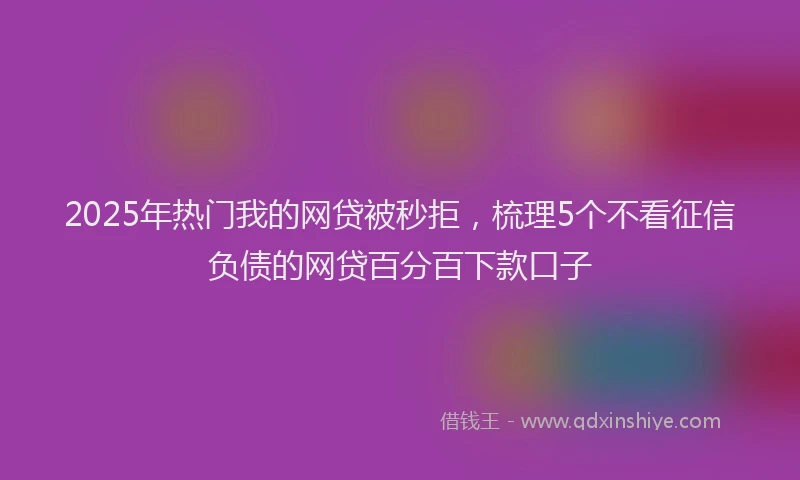 2025年热门我的网贷被秒拒，梳理5个不看征信负债的网贷百分百下款口子