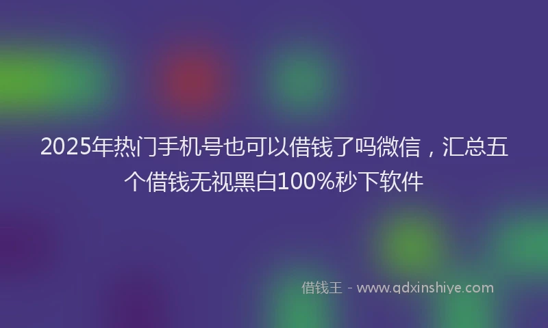 2025年热门手机号也可以借钱了吗微信，汇总五个借钱无视黑白100%秒下软件