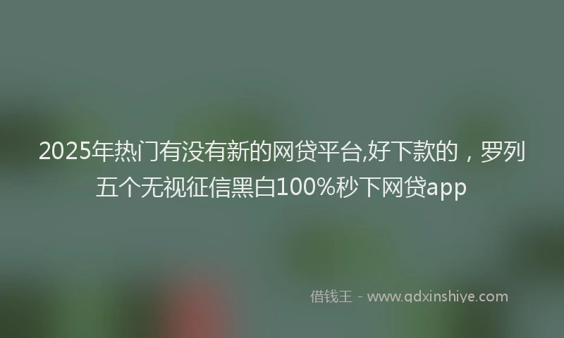 2025年热门有没有新的网贷平台,好下款的，罗列五个无视征信黑白100%秒下网贷app