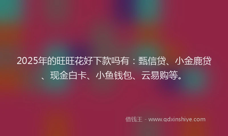 2025年的旺旺花好下款吗有：甄信贷、小金鹿贷、现金白卡、小鱼钱包、云易购等。