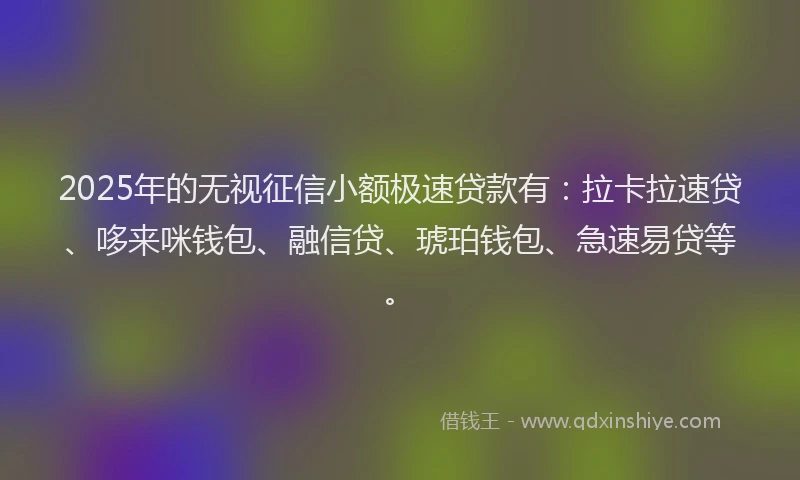2025年的无视征信小额极速贷款有：拉卡拉速贷、哆来咪钱包、融信贷、琥珀钱包、急速易贷等。