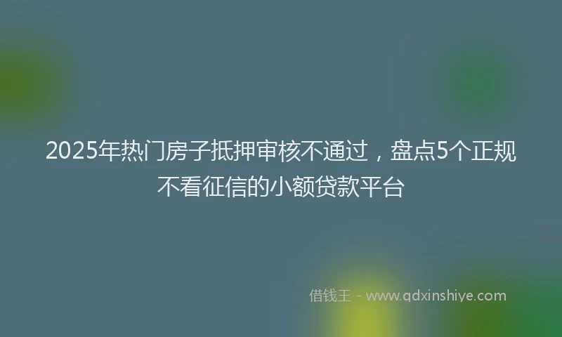 2025年热门房子抵押审核不通过，盘点5个正规不看征信的小额贷款平台