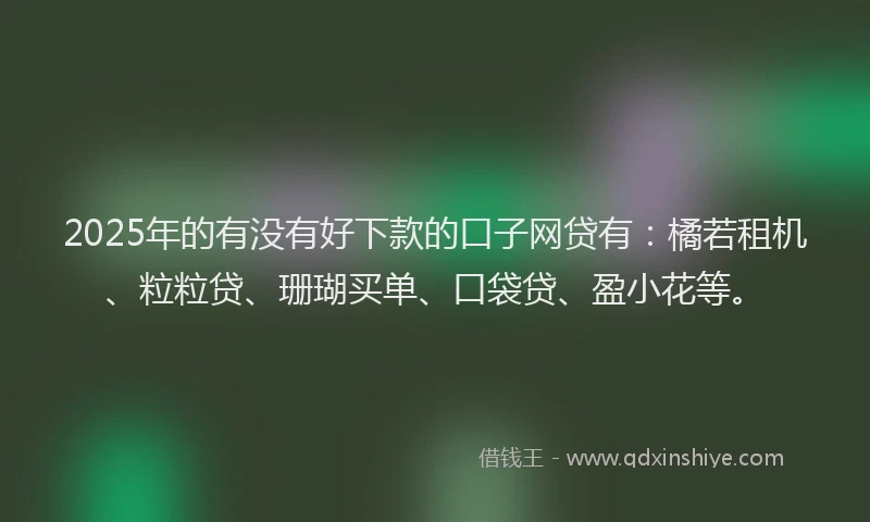2025年的有没有好下款的口子网贷有：橘若租机、粒粒贷、珊瑚买单、口袋贷、盈小花等。