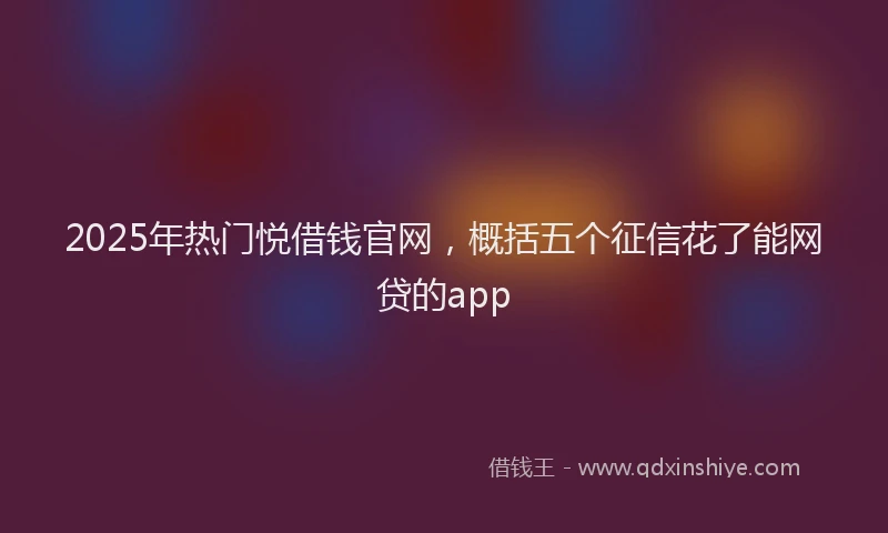 2025年热门悦借钱官网，概括五个征信花了能网贷的app
