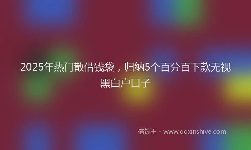 2025年热门散借钱袋，归纳5个百分百下款无视黑白户口子