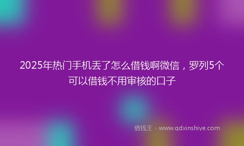 2025年热门手机丢了怎么借钱啊微信，罗列5个可以借钱不用审核的口子