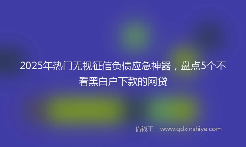 2025年热门无视征信负债应急神器，盘点5个不看黑白户下款的网贷