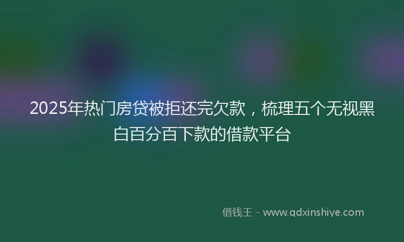 2025年热门房贷被拒还完欠款，梳理五个无视黑白百分百下款的借款平台