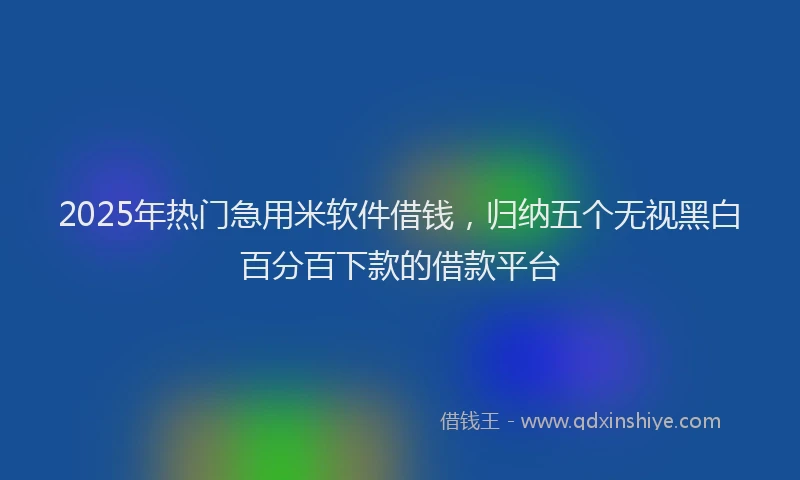 2025年热门急用米软件借钱，归纳五个无视黑白百分百下款的借款平台