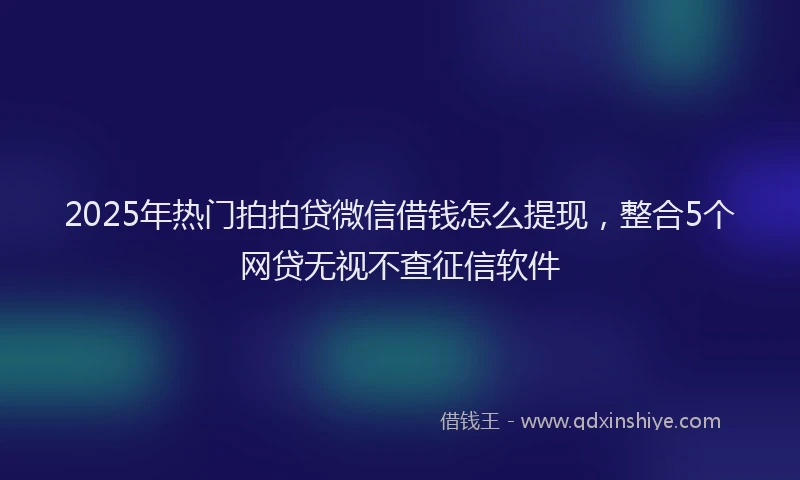 2025年热门拍拍贷微信借钱怎么提现，整合5个网贷无视不查征信软件