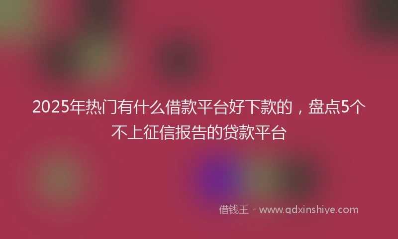 2025年热门有什么借款平台好下款的，盘点5个不上征信报告的贷款平台