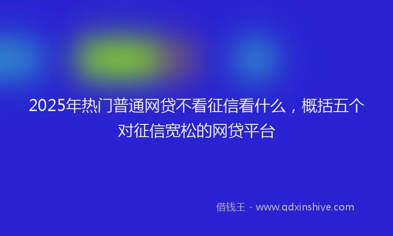 2025年热门普通网贷不看征信看什么，概括五个对征信宽松的网贷平台