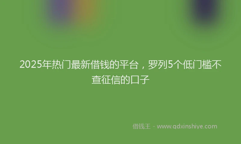2025年热门最新借钱的平台，罗列5个低门槛不查征信的口子