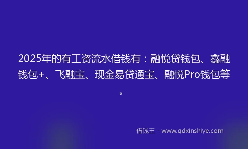 2025年的有工资流水借钱有：融悦贷钱包、鑫融钱包+、飞融宝、现金易贷通宝、融悦Pro钱包等。