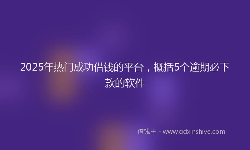 2025年热门成功借钱的平台，概括5个逾期必下款的软件