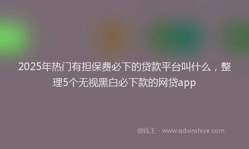 2025年热门有担保费必下的贷款平台叫什么，整理5个无视黑白必下款的网贷app
