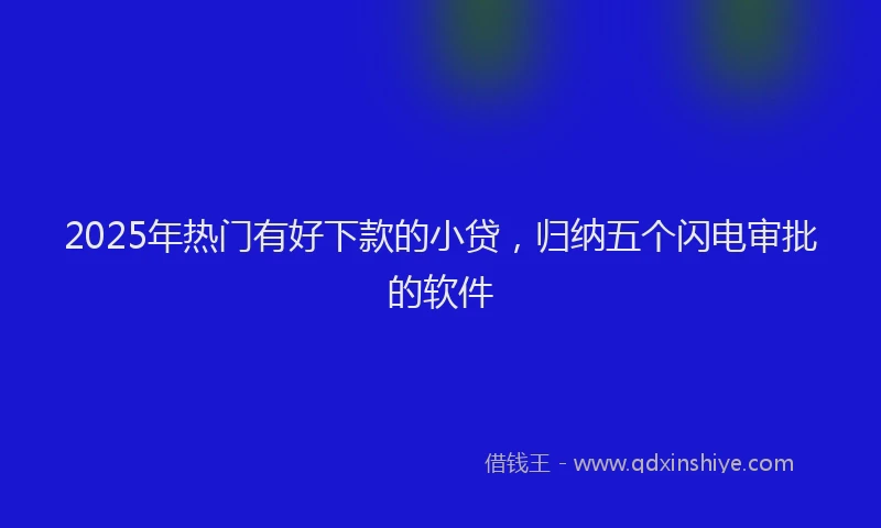 2025年热门有好下款的小贷，归纳五个闪电审批的软件