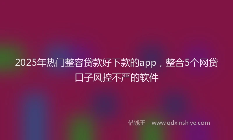 2025年热门整容贷款好下款的app，整合5个网贷口子风控不严的软件