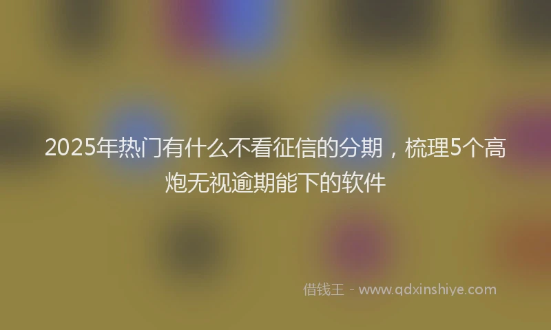 2025年热门有什么不看征信的分期，梳理5个高炮无视逾期能下的软件