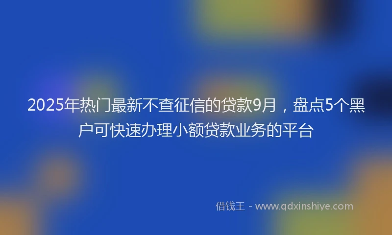 2025年热门最新不查征信的贷款9月，盘点5个黑户可快速办理小额贷款业务的平台