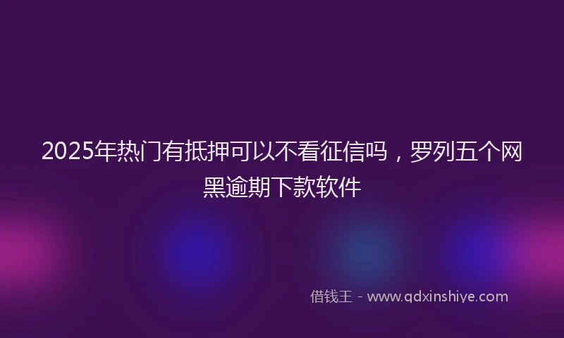 2025年热门有抵押可以不看征信吗，罗列五个网黑逾期下款软件
