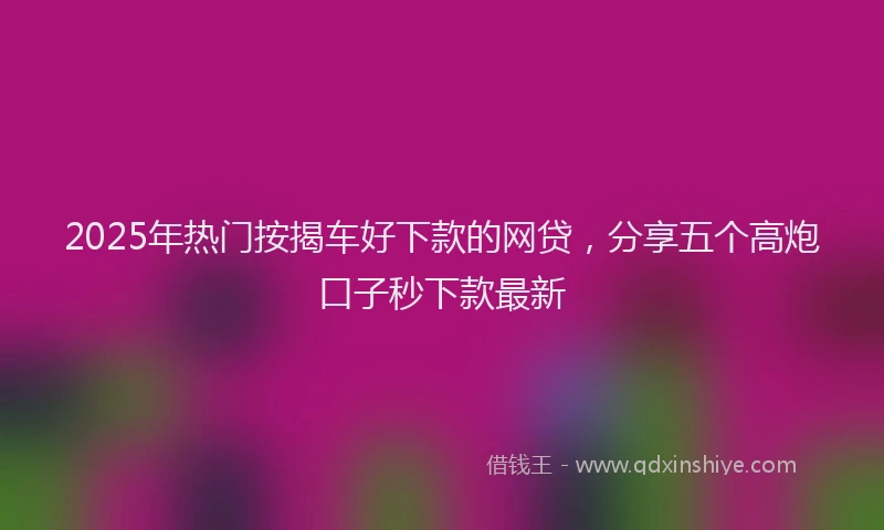 2025年热门按揭车好下款的网贷，分享五个高炮口子秒下款最新