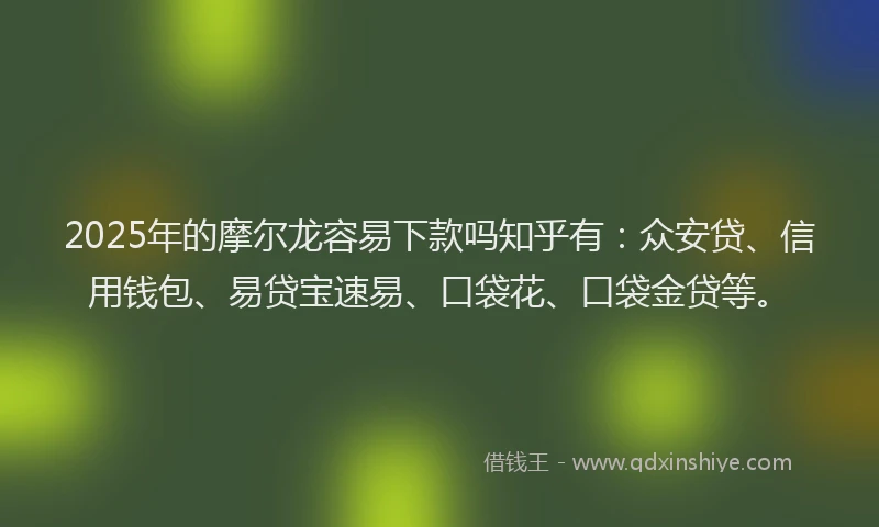 2025年的摩尔龙容易下款吗知乎有：众安贷、信用钱包、易贷宝速易、口袋花、口袋金贷等。