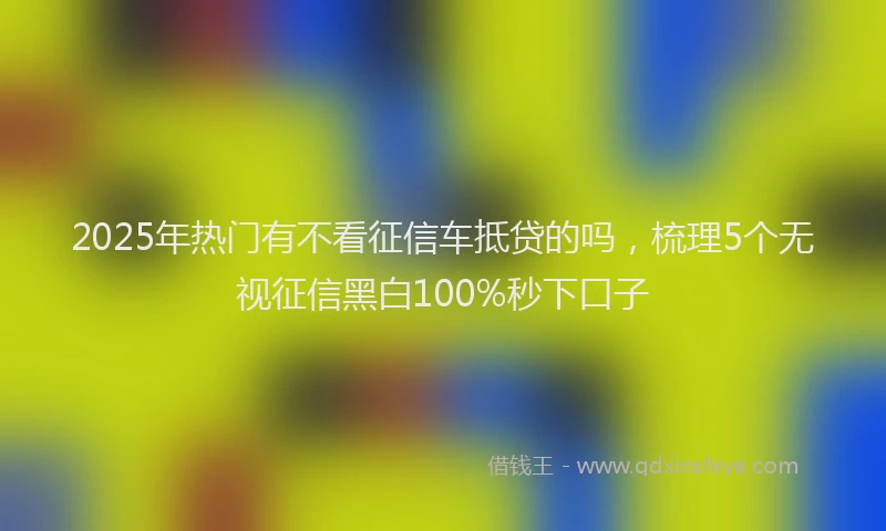 2025年热门有不看征信车抵贷的吗，梳理5个无视征信黑白100%秒下口子