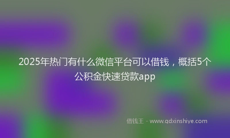 2025年热门有什么微信平台可以借钱，概括5个公积金快速贷款app