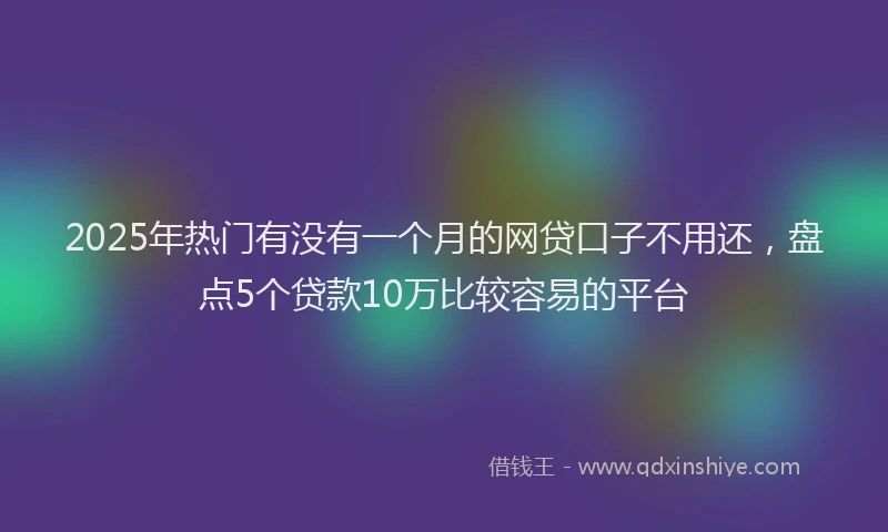 2025年热门有没有一个月的网贷口子不用还，盘点5个贷款10万比较容易的平台