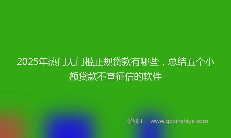 2025年热门无门槛正规贷款有哪些，总结五个小额贷款不查征信的软件