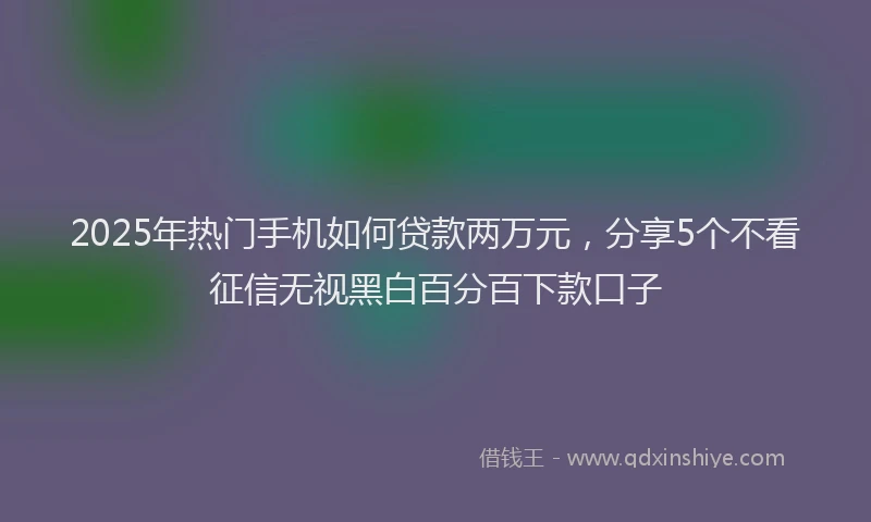 2025年热门手机如何贷款两万元，分享5个不看征信无视黑白百分百下款口子
