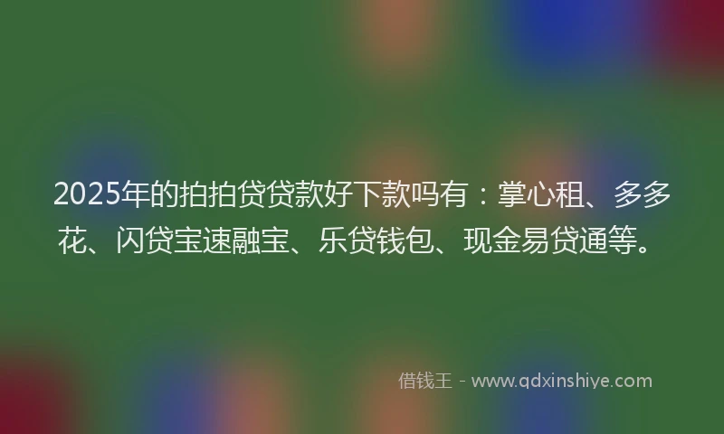 2025年的拍拍贷贷款好下款吗有：掌心租、多多花、闪贷宝速融宝、乐贷钱包、现金易贷通等。