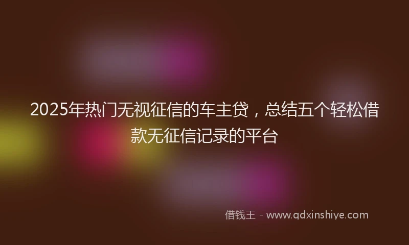 2025年热门无视征信的车主贷，总结五个轻松借款无征信记录的平台