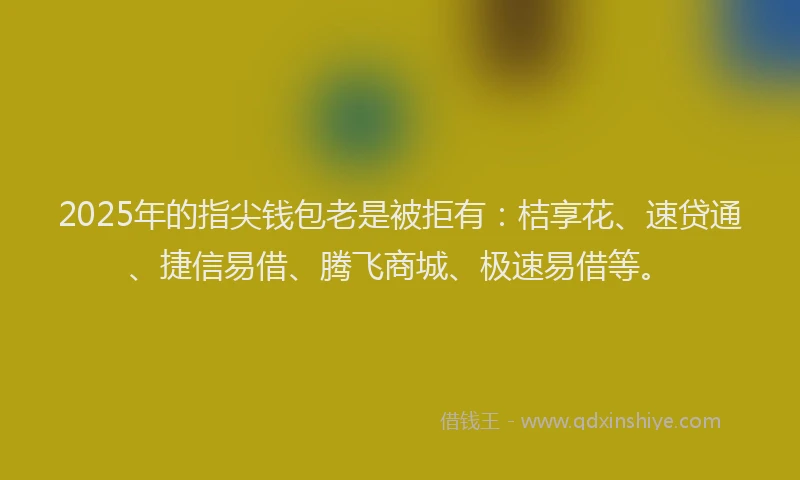 2025年的指尖钱包老是被拒有：桔享花、速贷通、捷信易借、腾飞商城、极速易借等。