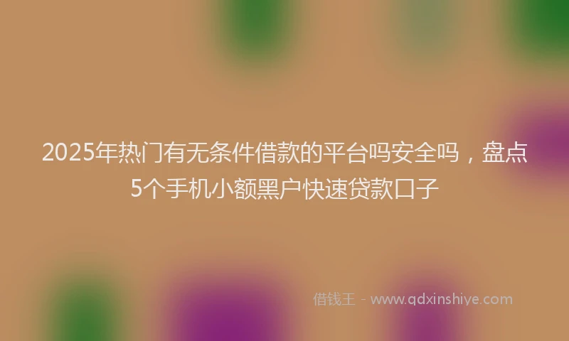 2025年热门有无条件借款的平台吗安全吗，盘点5个手机小额黑户快速贷款口子