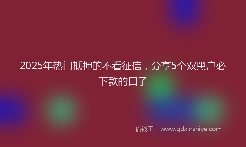 2025年热门抵押的不看征信，分享5个双黑户必下款的口子