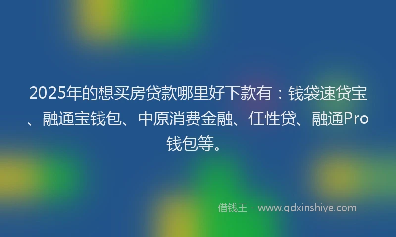 2025年的想买房贷款哪里好下款有：钱袋速贷宝、融通宝钱包、中原消费金融、任性贷、融通Pro钱包等。