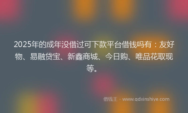 2025年的成年没借过可下款平台借钱吗有：友好物、易融贷宝、新鑫商城、今日购、唯品花取现等。