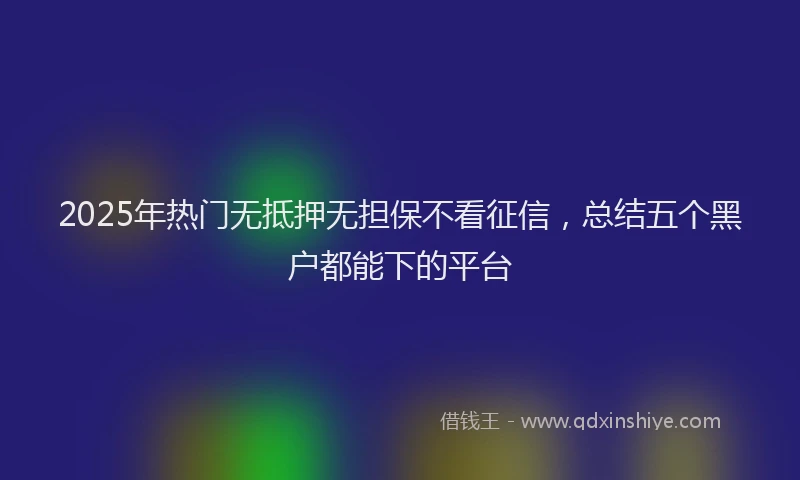 2025年热门无抵押无担保不看征信，总结五个黑户都能下的平台