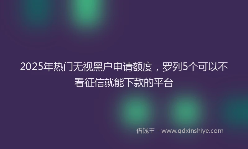 2025年热门无视黑户申请额度，罗列5个可以不看征信就能下款的平台