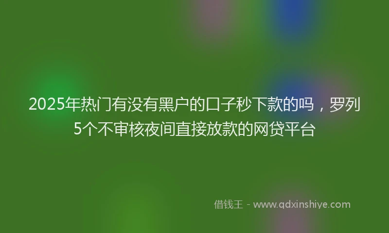 2025年热门有没有黑户的口子秒下款的吗，罗列5个不审核夜间直接放款的网贷平台